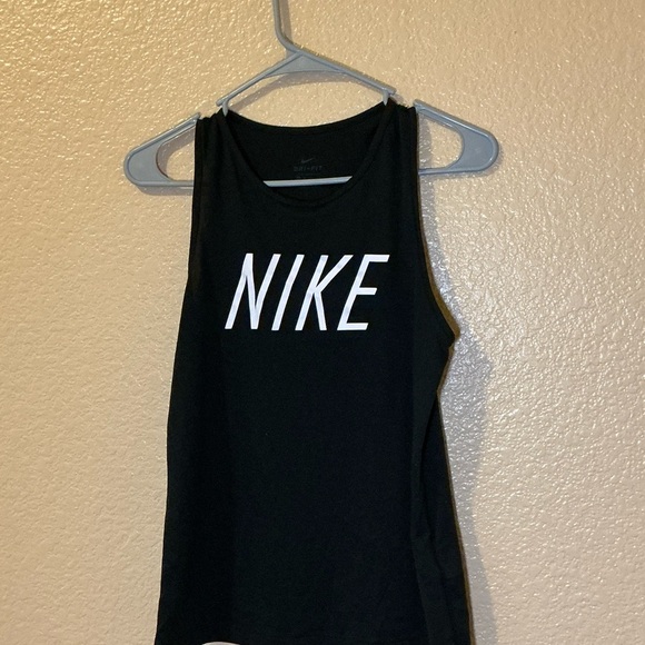Nike Black Sleeveless Top with White Logo - Picture 1 of 2